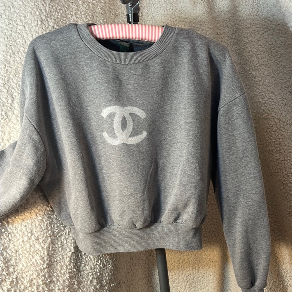 Upcycled Handmade  Style Artwork  Grey Sweatshirt